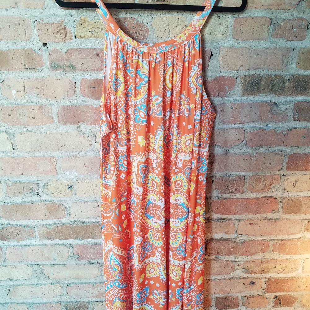 NWT - Orange & Yellow Arabesque Halter Dress - 3X